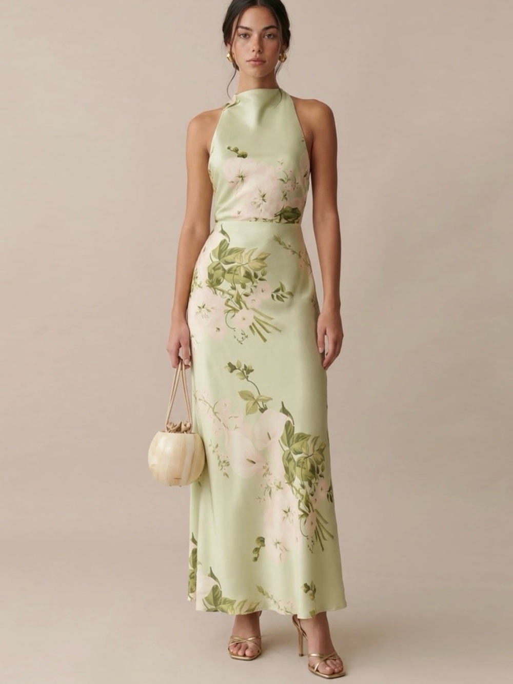 Few Moda o.p.t silk Maxi Dress in Soft Green - Picture 2 of 12